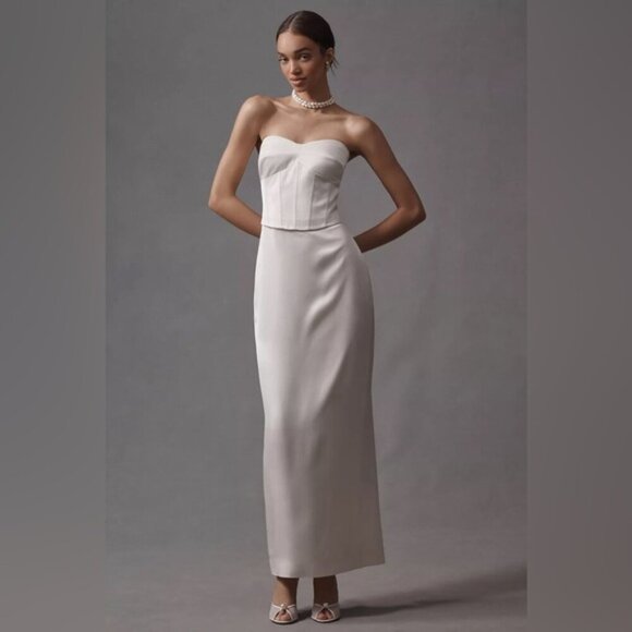 NEW Reformation Ariyah Corset Satin Maxi Dress Ivory Bridal | US 2 UK 6 - Picture 4 of 12